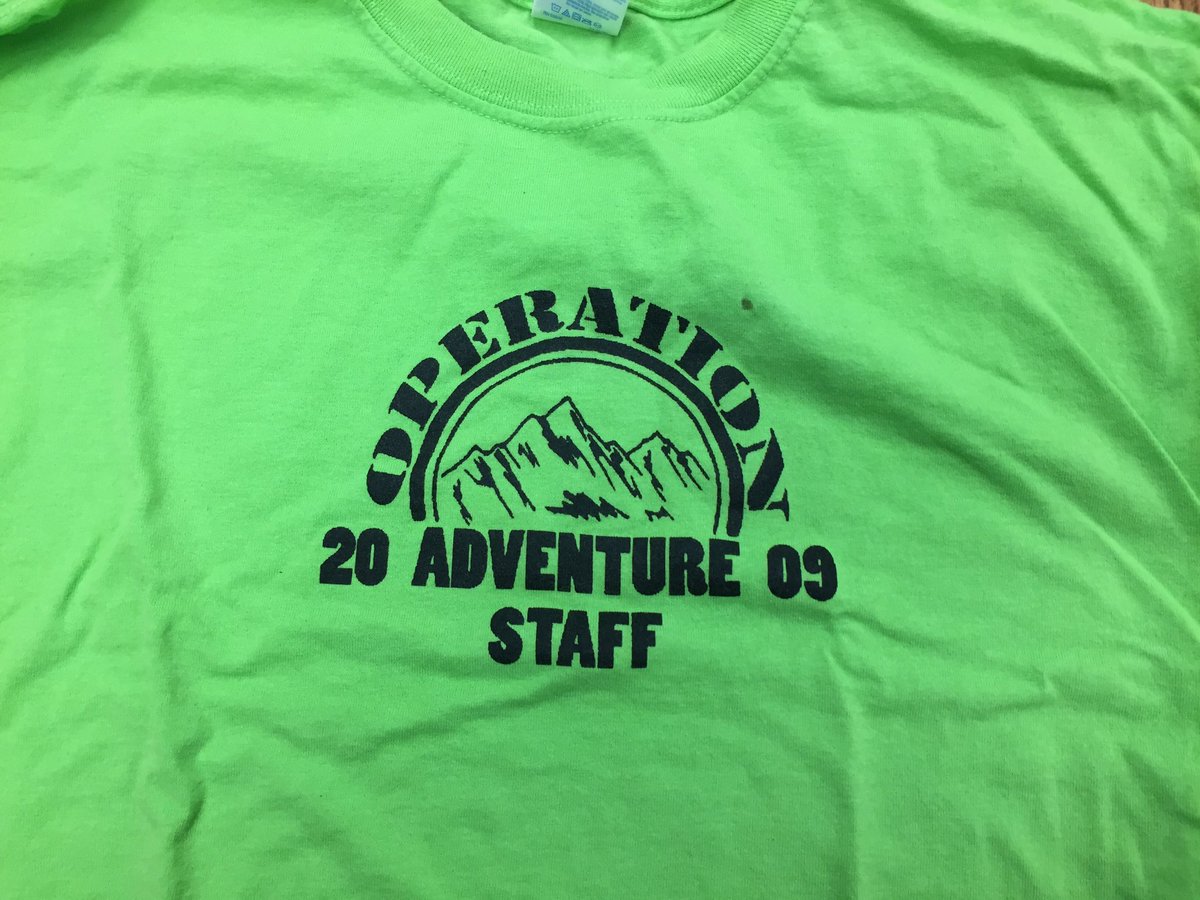 BloomingtonOA's tweet photo. #RandomOAtshirts bright green is important... very visible or is it camouflage in the north woods? #2009 https://t.co/s8dGE4bHG0