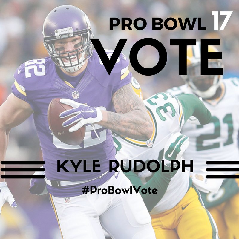 Kyle Rudolph (@kylerudolph) on Twitter photo Last chance to win football signed by me and <a href="/KarlTowns/">Karl-Anthony Towns</a>! Retweet post to be in the running. Winner picked Friday! #probowlvote #kylerudolph Last chance to win football signed by me and <a href="/KarlTowns/">Karl-Anthony Towns</a>! Retweet post to be in the running. Winner picked Friday! #probowlvote #kylerudolph