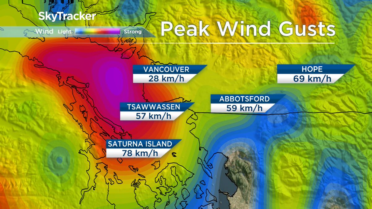 Winds are picking up. Blowing snow tonight and tomorrow. Several ferry sailings have been cancelled. #BCStorm