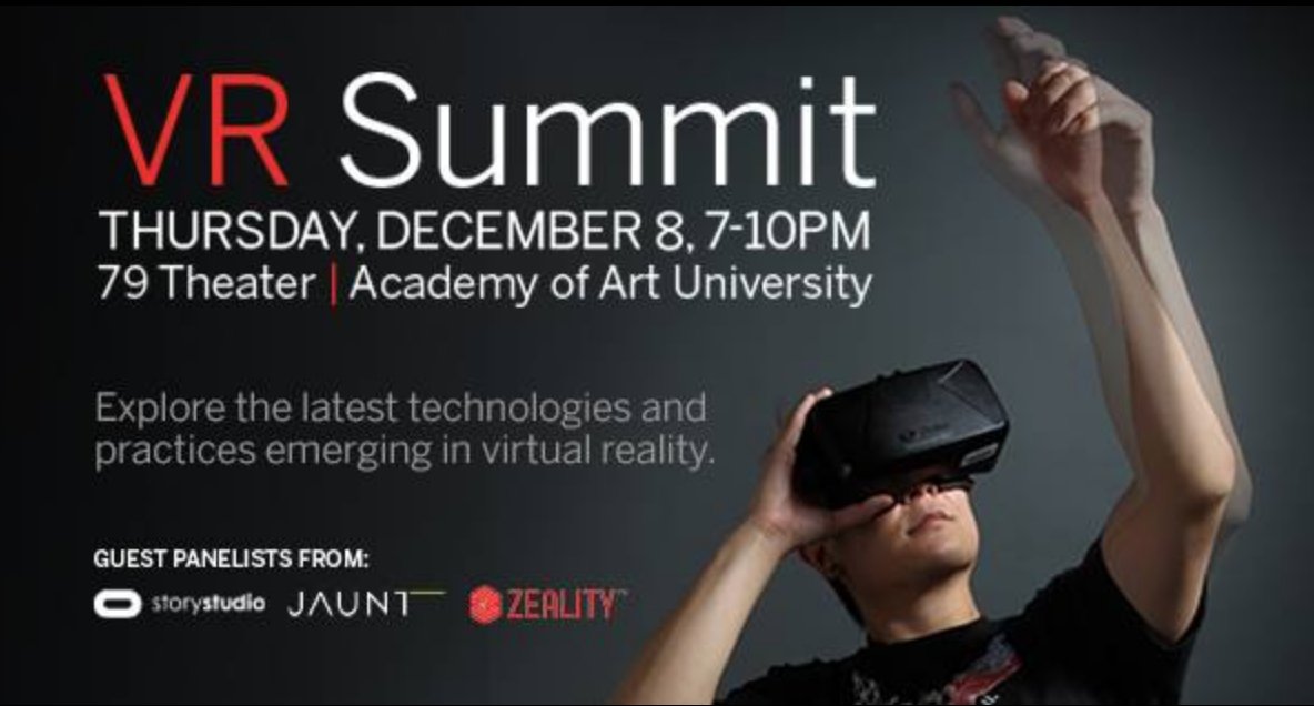 #VR industry leaders @oculus, @ZealityVR & @jauntvr will be @academy_of_art's #VRummit2016! Join us or watch online! dld.bz/fjrAZ