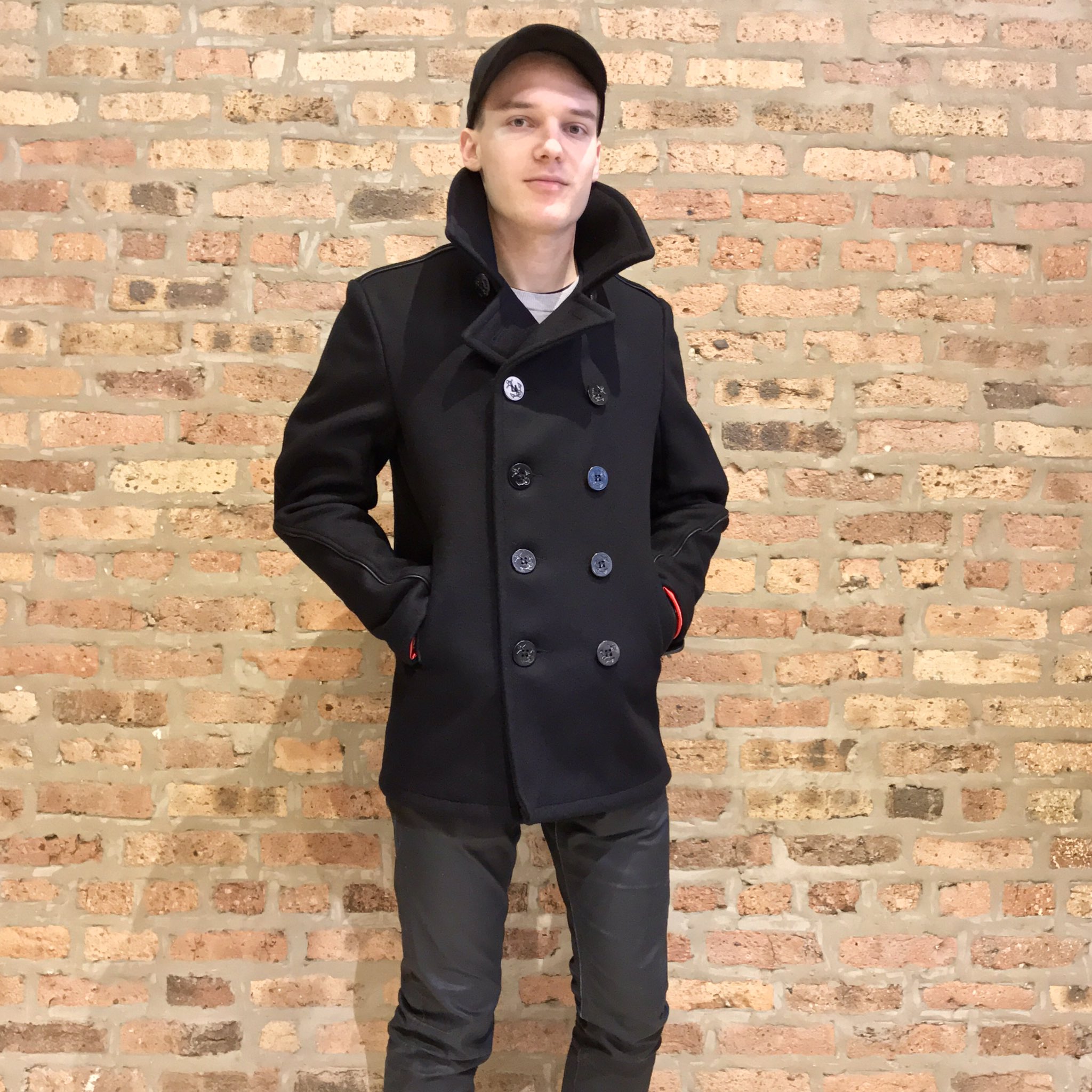 Мужской бушлат Schott Classic Melton Wool Navy Peacoat 740