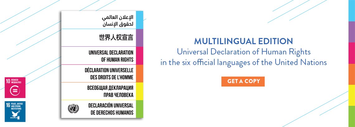 UN's tweet photo. Celebrate #HumanRightsDay with new @unpublications multilingual edition of Universal Declaration of Human Rights: https://t.co/IaXfm4fA9g https://t.co/ufxjwEIh3E