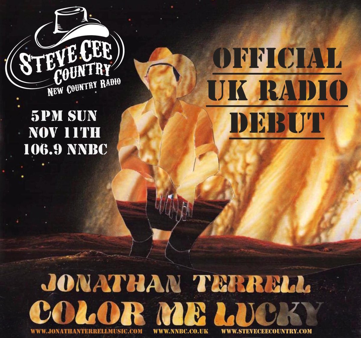 Official #UK radio debut of the excellent Jonathan Terrell track 'Color Me Lucky' this Sunday 5pm only on <a href="/NNBC1069/">NNBC</a>  steveceecountry.com