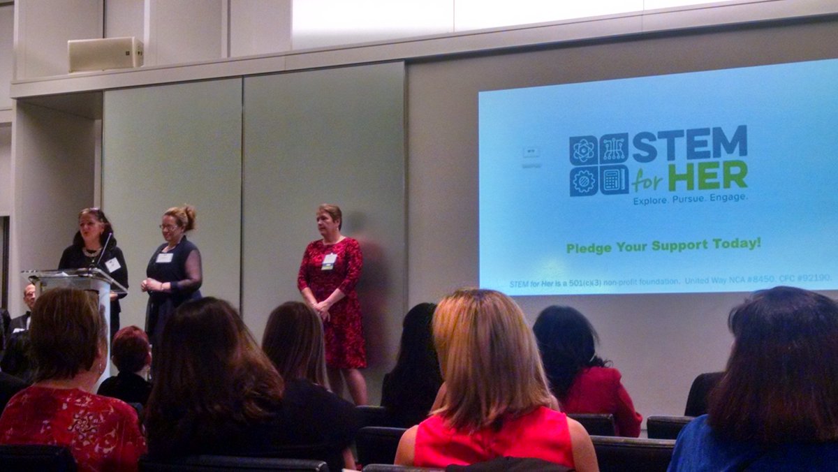 DazzleInSpace's tweet photo. Having a blast at #stemforher with #womenintechnology!, helping empower young ladies! Let the live auction begin!!! https://t.co/U2imKDEPRi