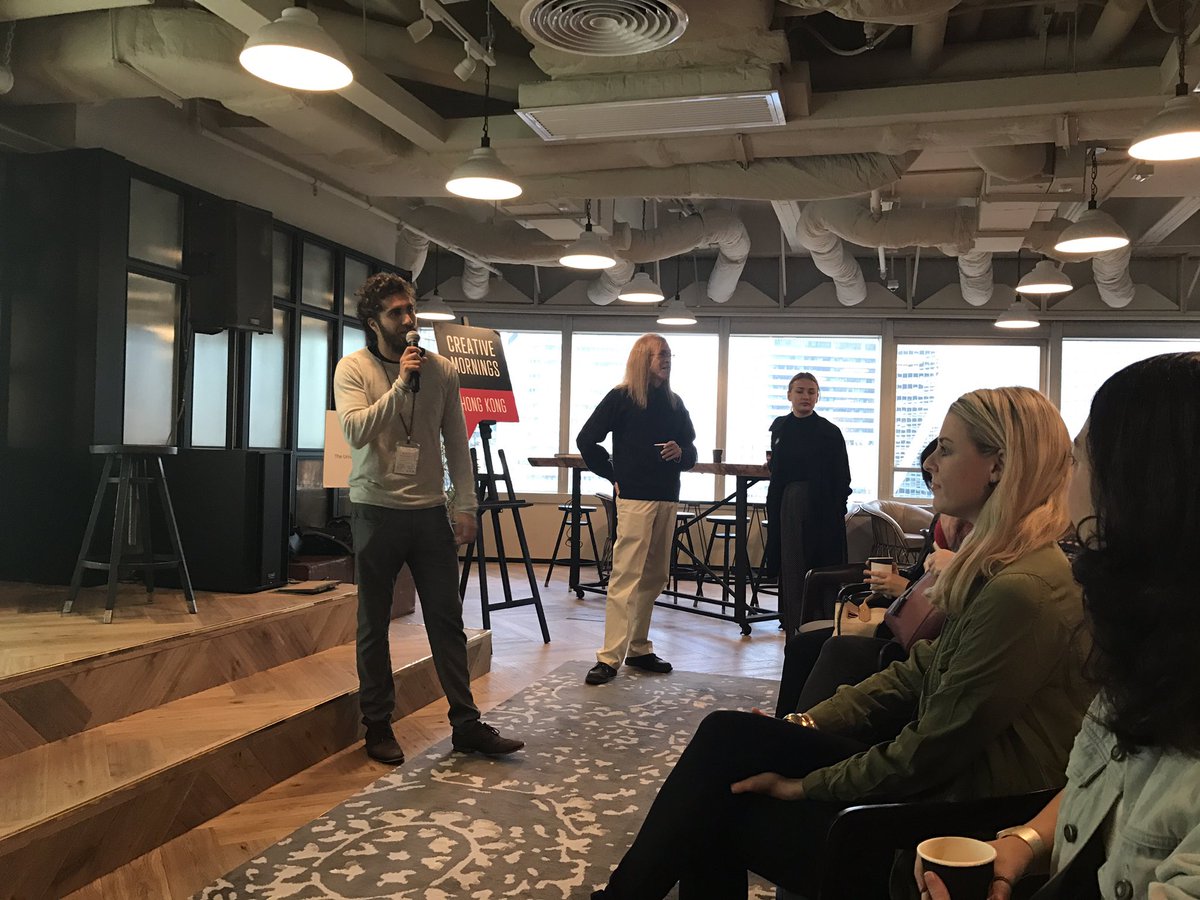 Our awesome new Host, George Derisley, welcoming the community for #CMSound #creativemornings #cmhk #happyholidays #whoohoo