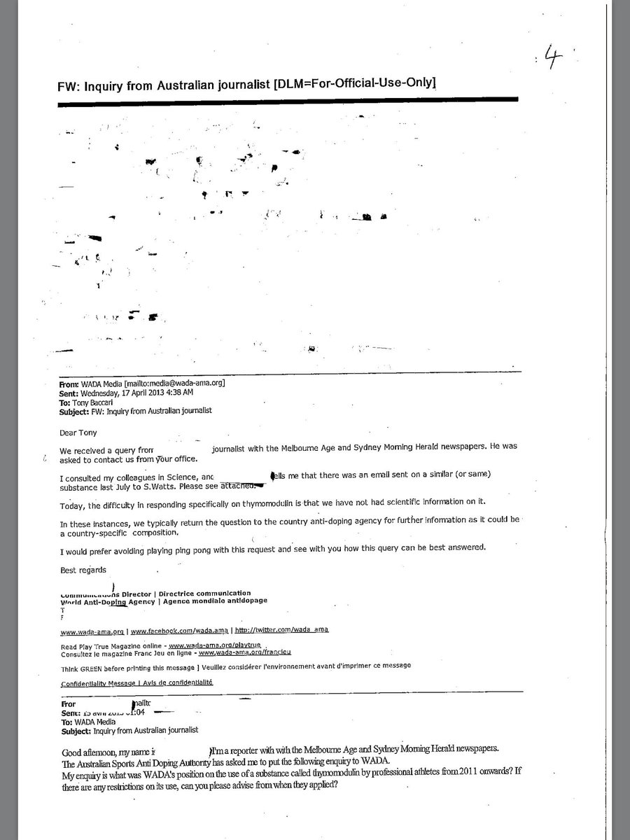 EthNick_'s tweet photo. Someone from @theage/@smh enquiring about Thymomodulin.
This time ASADA directs them to WADA.
#handballstats https://t.co/2ozppE4DE6