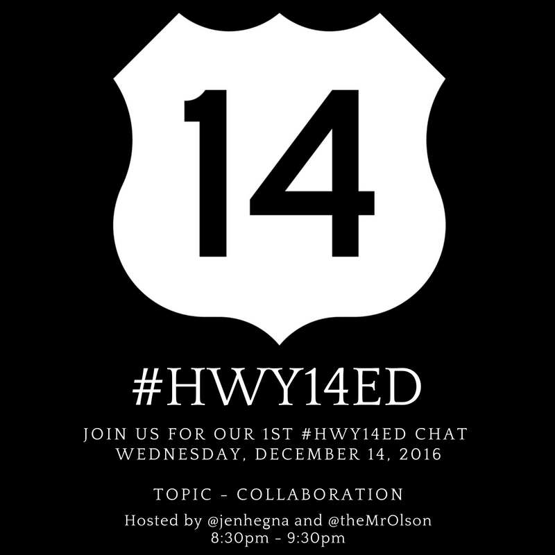 jenhegna's tweet photo. Mark your calendars! 1st #hwy14ed chat is happening next Wednesday! https://t.co/5EZkkYseg5 Bring a buddy! @korytellers @theMrOlson https://t.co/CvpDu0TXxE