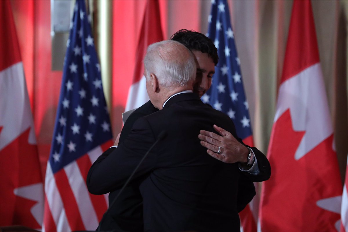 JustinTrudeau's tweet image. Tonight, we welcome @VP Joe Biden, saluting the unparalleled Canada-US relationship and his 4 decades of public service. #VPvisit