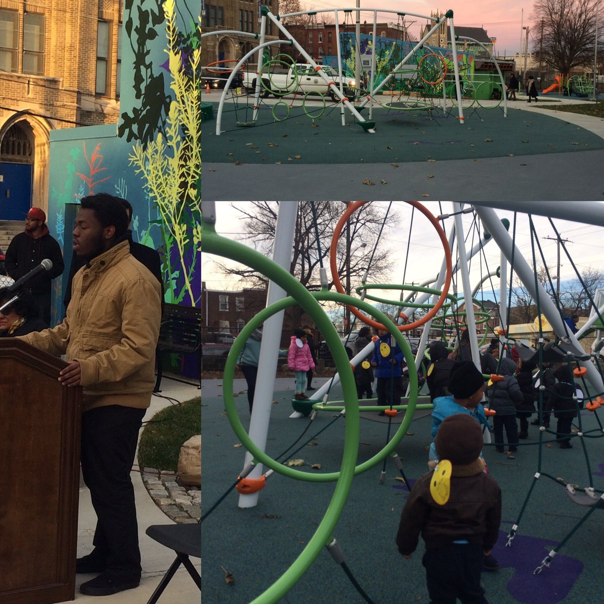 Another green playground open today in Philly at Conestoga Playground! Built for kids and designed by kids. <a href="/tpl_org/">Trust for Public Land</a>