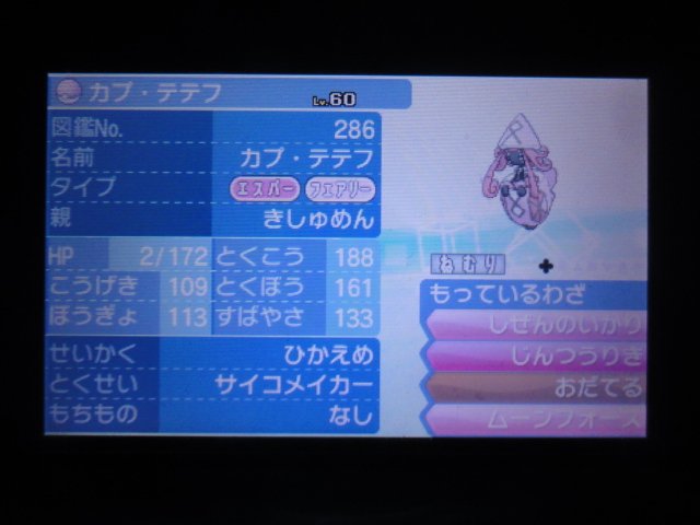 きしゅめん しゃあああ 経過70時間目前にて ついにラブボテテフめざ炎ゲットだぜ あれ 臆病シンクロケーシィで間違いなくやってたんだけどなぁまあ控えめで良かった 個体値考えなくていいのほんと助かる 王冠様様です