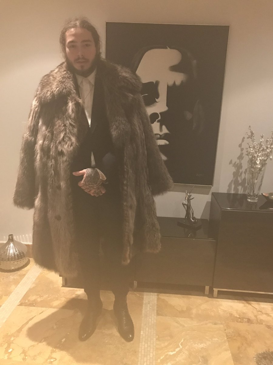 post malone fur coat