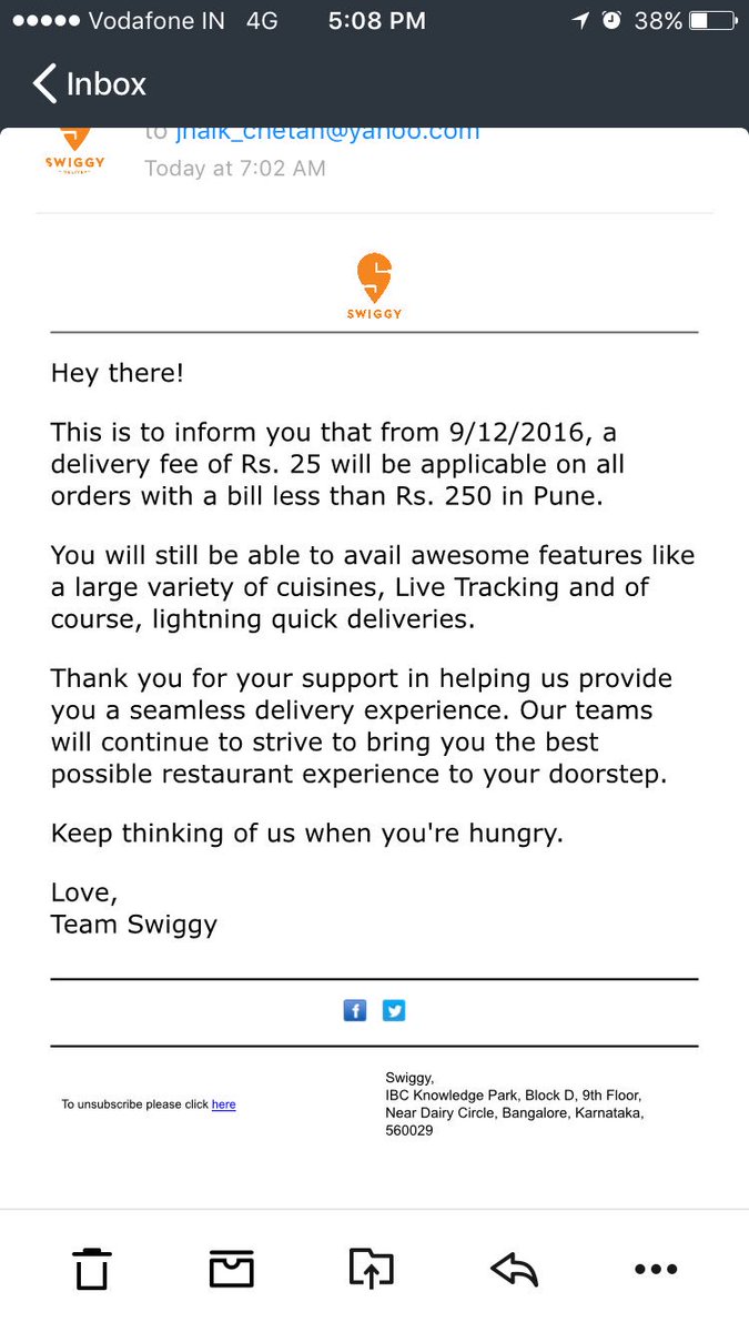 jimaaa17's tweet photo. @swiggy_in this is not change in delivery fee but change in value of min order value . #StopFoolingUs #StopUsingSwiggy https://t.co/Si7WVhJqPX