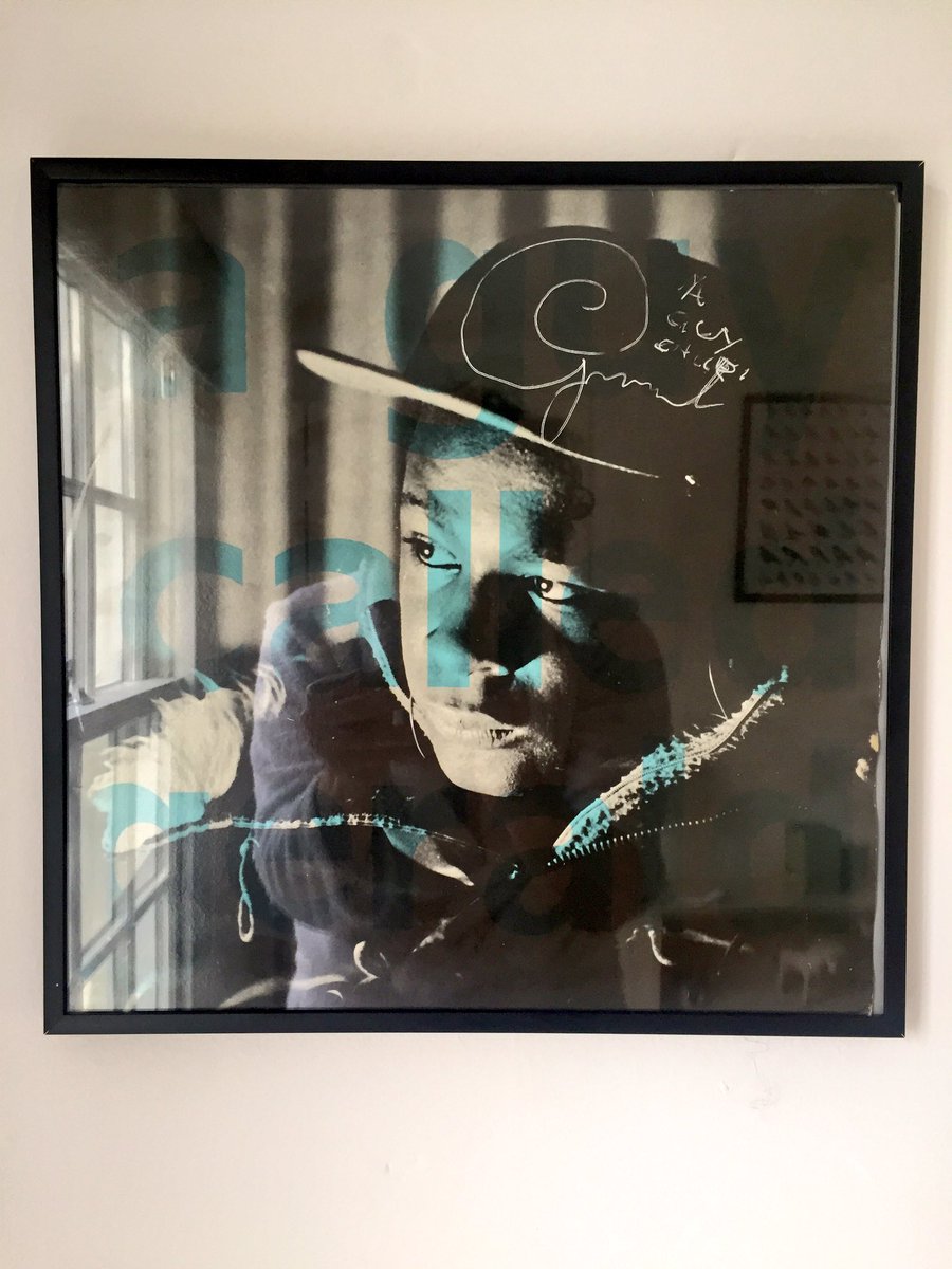 GavinCannon's tweet photo. A wobbly signature, but a great set from @guycalledgerald ! I took a Bob Dylan record out of that frame for this 👌🏻😊 https://t.co/8O3x910QKl
