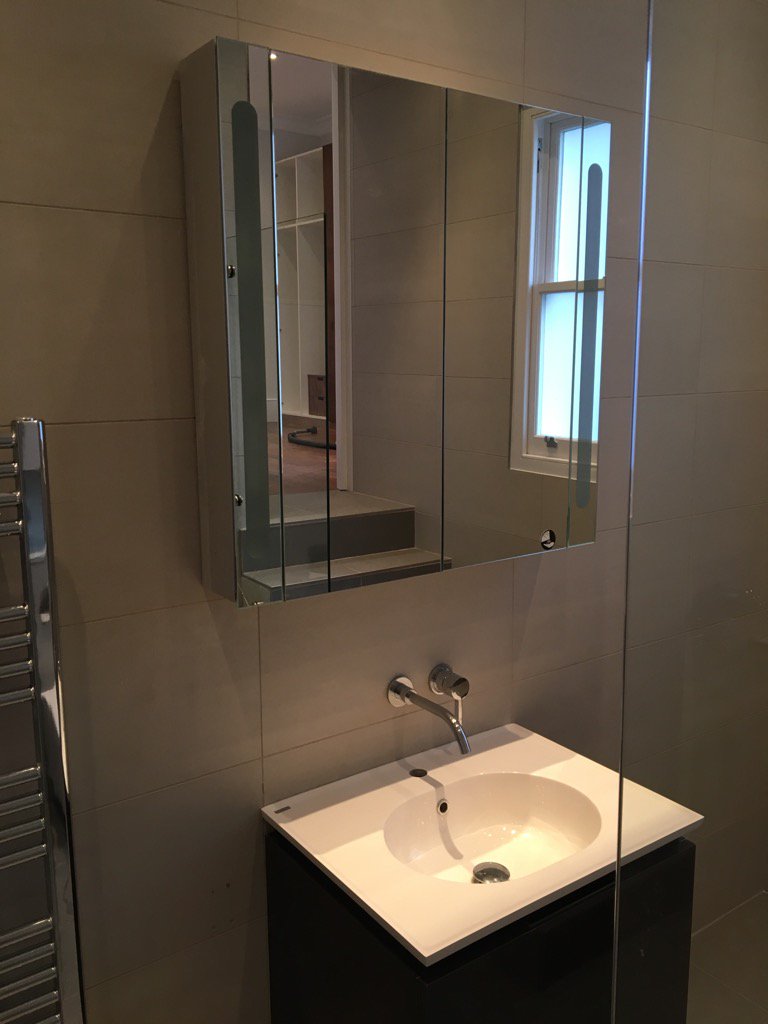 Collfin's tweet image. Campden Hill Gardens - Another view of Floating Vanity Unit and Wall Mounted Taps