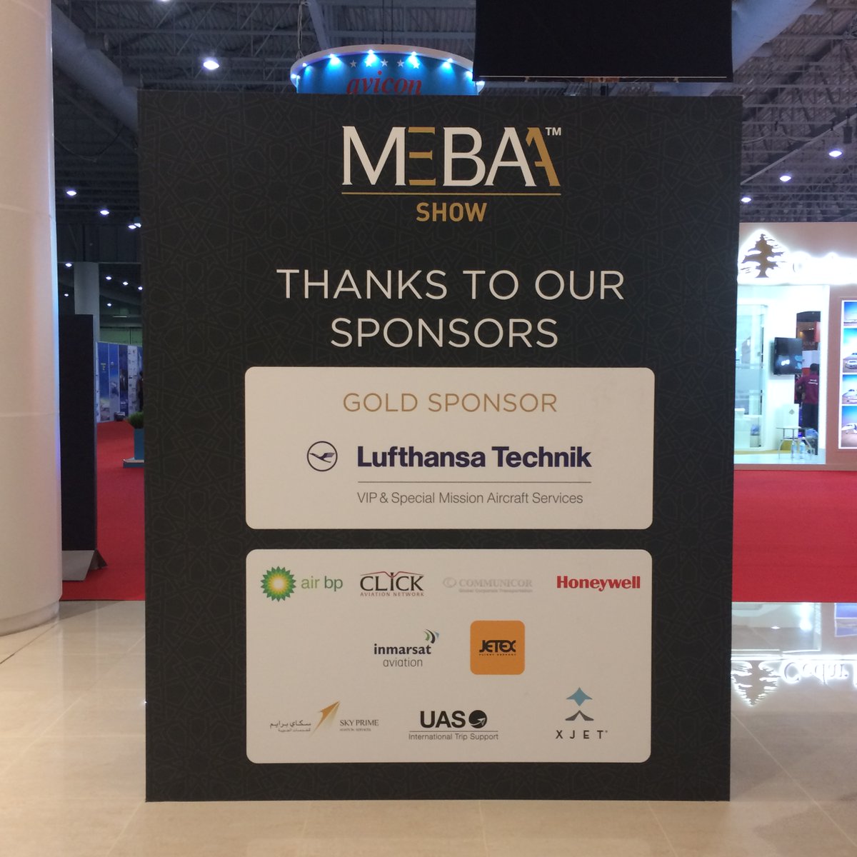 MEBAA's tweet photo. A big thank you to our sponsors!!! We enjoyed having you here at #MEBAAShow2016!!! #bizav #businessaviation #MENA https://t.co/RdEn0ddyGH