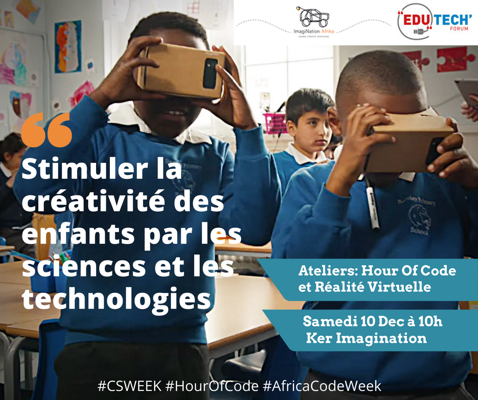 Edutech_forum's tweet photo. L'atelier pratique "Stimuler la créativité des enfants par le numérique" c'est ce Samedi 10-Dec #CSWeek #AfricaCodeWeek #HourofCode https://t.co/j6xtwzWoOJ