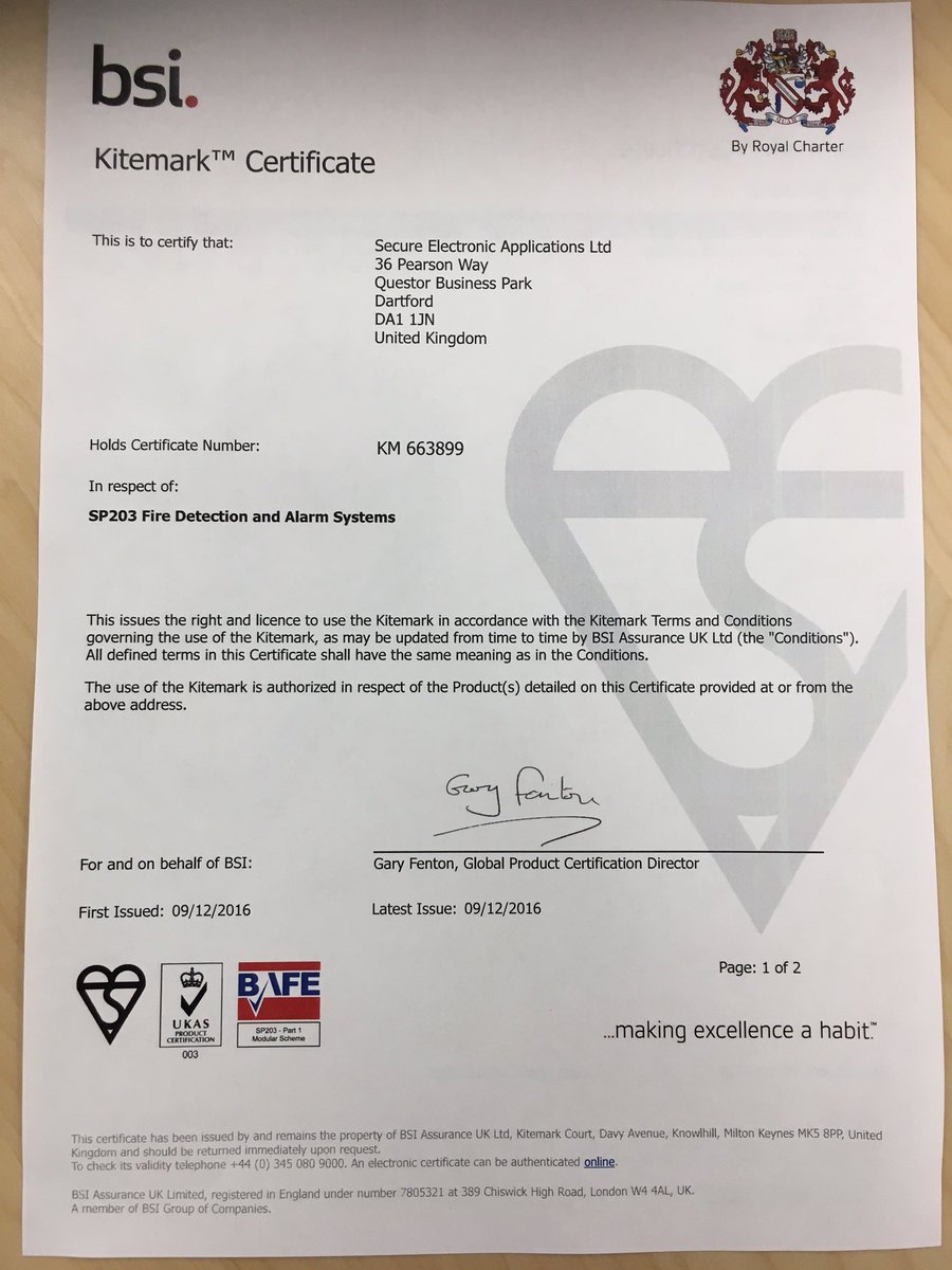 SEA_Ltd's tweet photo. Just received our @BSI_UK certificate to confirm our @BAFEFIRE #SP203 accreditation!! It's a good Friday!! https://t.co/nFOsPifVFh