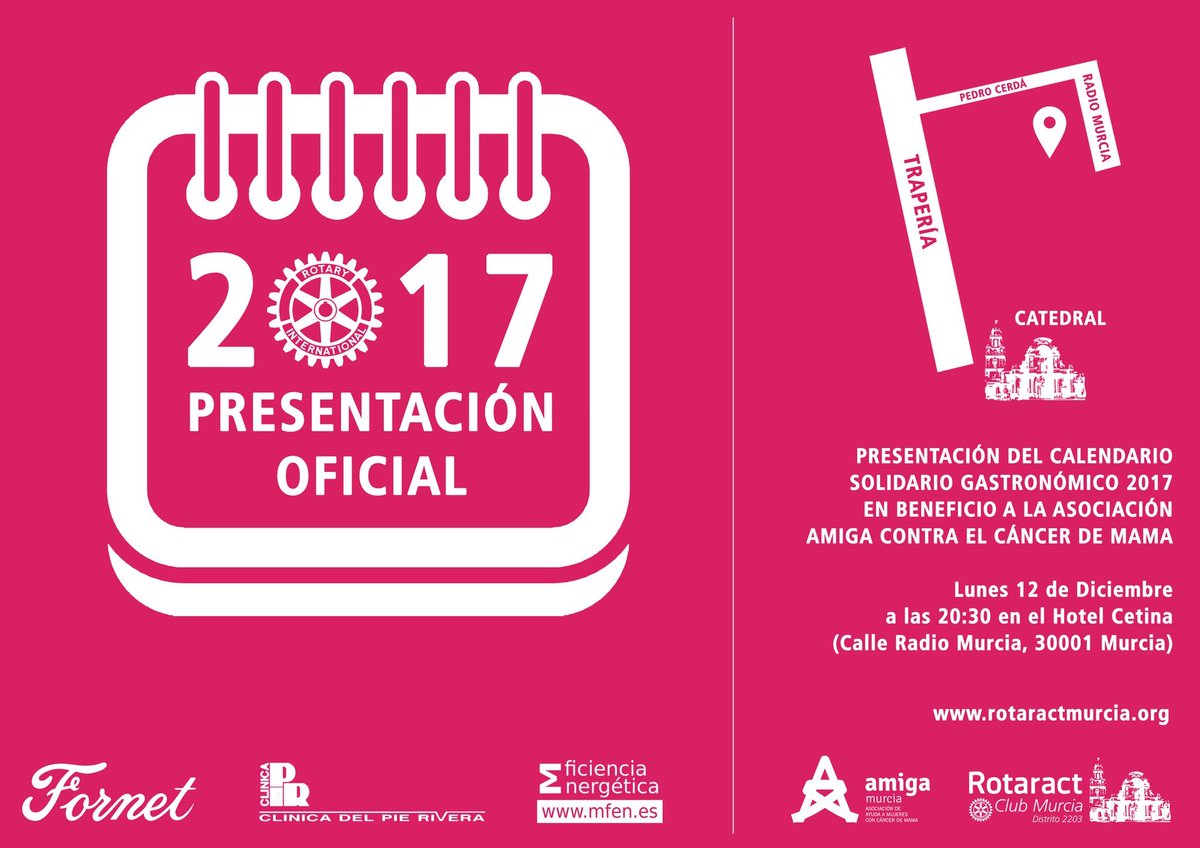 francb89's tweet photo. @rubendelbano @RotaractMurcia pone en marcha #CalendarioSolidarioRotaract a favor @AmigaMurcia #luchacontraelcancer https://t.co/6duSC8IHDU