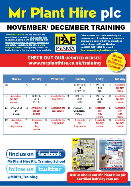 HOW ABOUT BOOKING TRAINING IN DECEMBER FOR YOUR BUSY NEW YEAR                                                               2017