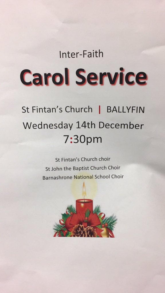barnashronens's tweet photo. Our choir are in an Inter-Faith Carol Service in Ballyfin next Wednesday night at 7.30pm. All are welcome! 😊🎤🎼🎹 https://t.co/0aYZGKYl3C