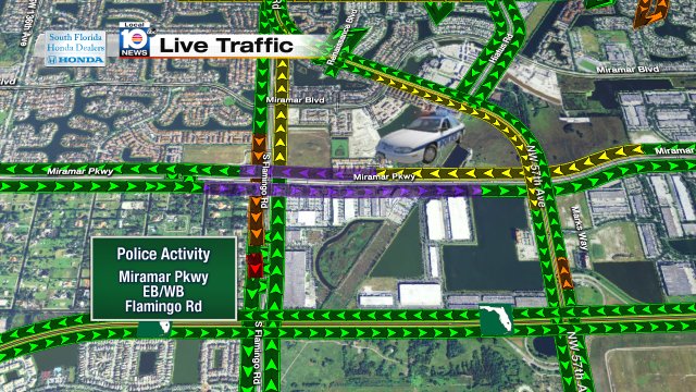Police Activity has Miramar Pkwy EB/WB closd from Flamingo Rd - Red Rd #trafficalert https://t.co/iA6UdIBizS