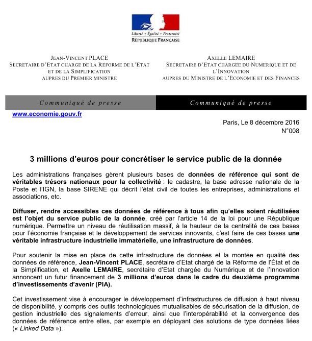 axellelemaire's tweet photo. 📢 DATA 
- Service public de la donnée créé par la loi ✔️
- décret co-construit avec la communauté ✔️
- financements mobilisés ✔️
@JVPlace https://t.co/zat6bX2hl1
