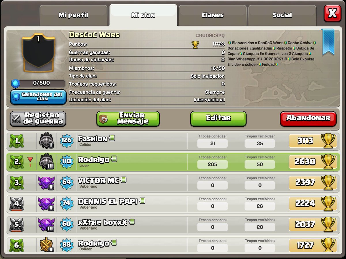 clashofclans501's tweet photo. POR FAVOR TODO LOS QUE JUEGAN CLAHS OF CLANS UNANSE A MI CLAN ESTAMOS ACTIVOS UNANSE DESCOC WARS https://t.co/k09nMikI2s