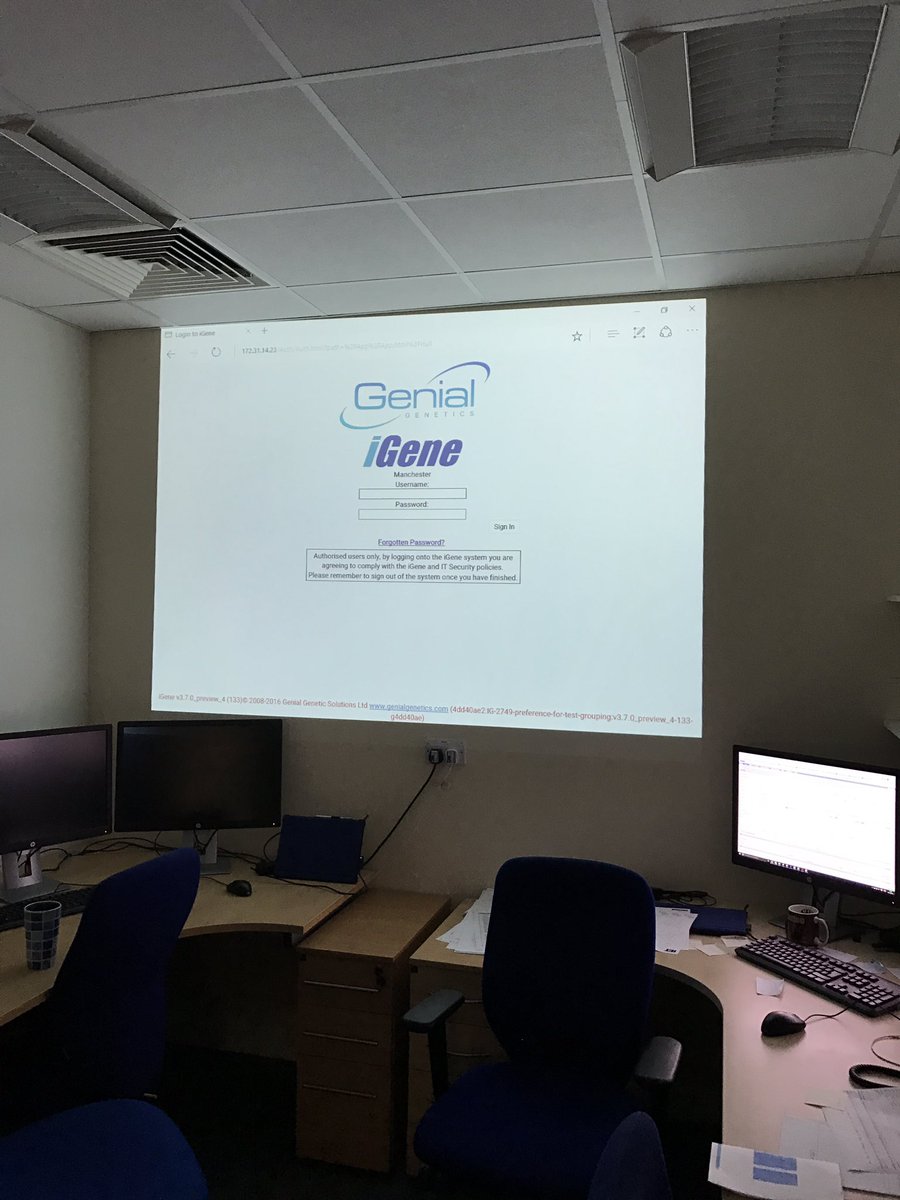 NWGLH's tweet image. Demonstrating LIS implementation progress - projected onto the project office wall, as you do! @GenialGenetics   #Genomics #Transformational