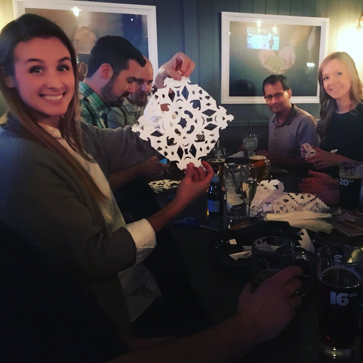 NurevaInc's tweet photo. 'Tis the season for snowflake making and holiday cheer. #snowflakemaking #holidaycheer #teambonding https://t.co/W8IgdFE3w9