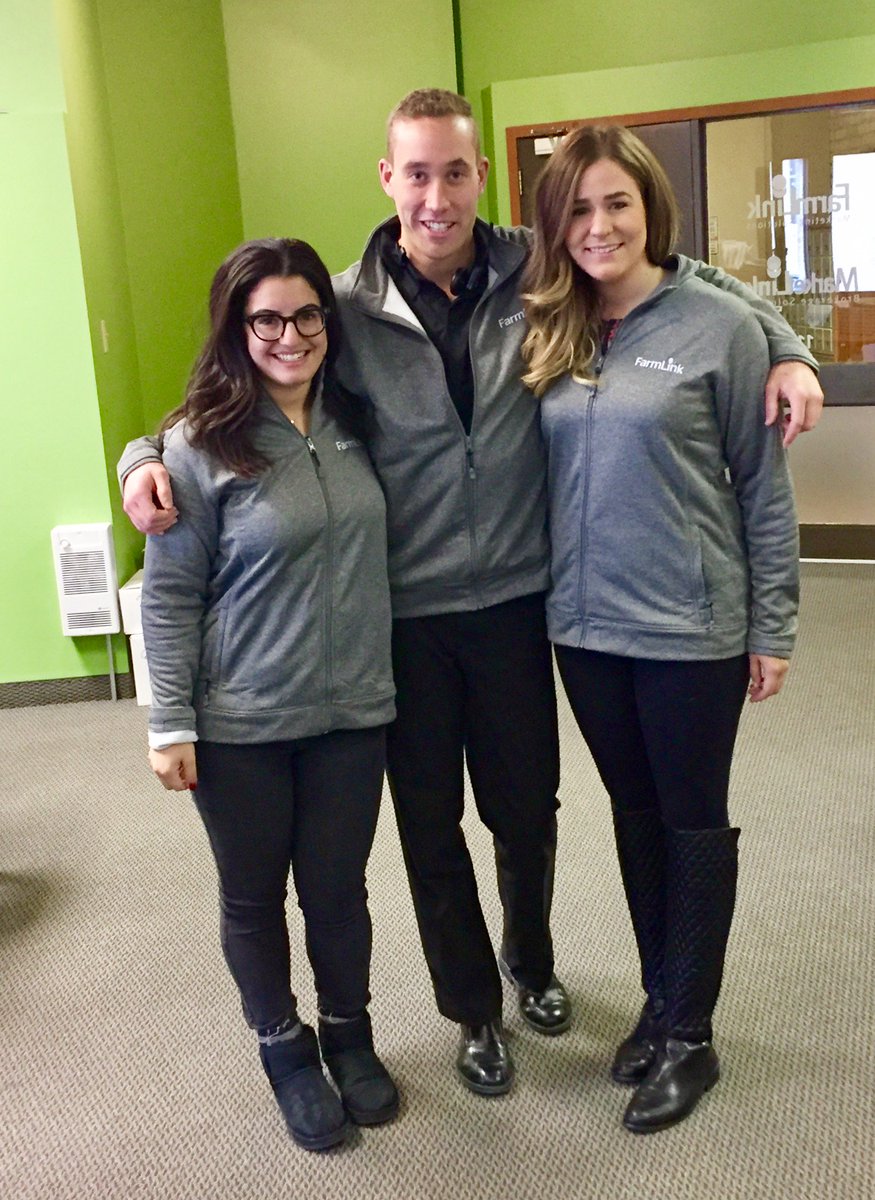 Alexa, Phil and Alyssa showed up matching in their spiffy new FarmLink gear today! Who wore it best? #FLFriday #FridayFun #OfficeFun