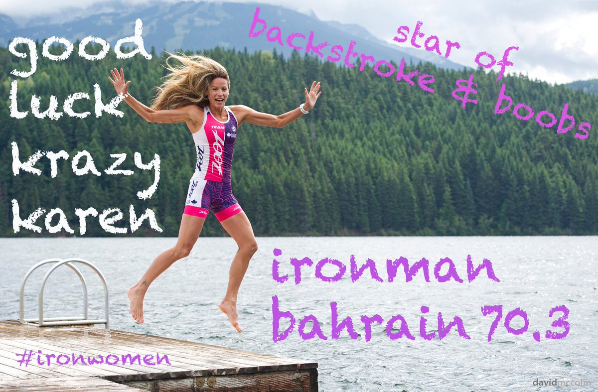 Countdown to #Ironman #Bahrain70.3 for our friend <a href="/karen_thibodeau/">Karen Thibodeau</a> #backstroke&amp;boobs #WiSPIronWomen #seasonfinale #giveityourall