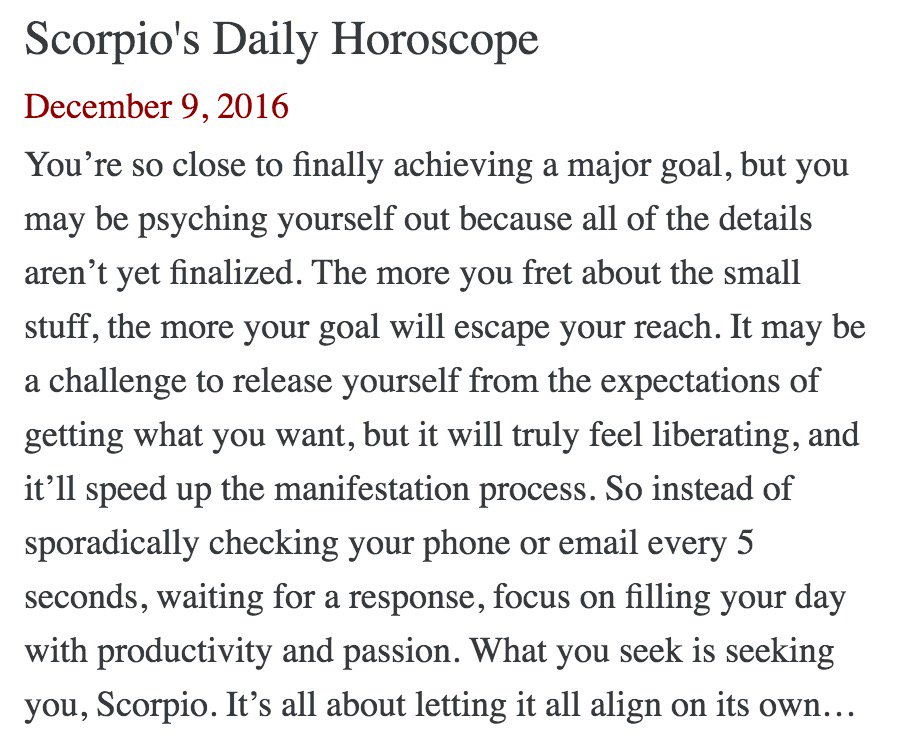 ScorpioMystique's tweet photo. #SMscope 12.9.16 ♏️❤️✨ #Scorpio #Horoscope #Astrology 🦂 #TeamScorpio https://t.co/wM31P2pWQ6