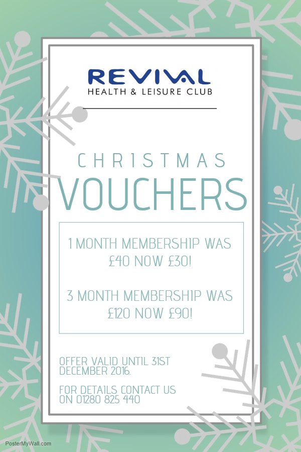 Revivalleisure's tweet photo. Stuck for #ChristmasGiftIdeas Why not treat your friends or loved ones to a 1 or 3 month membership with us! #happychristmas #TeamRevival https://t.co/uzvfbQNFfs