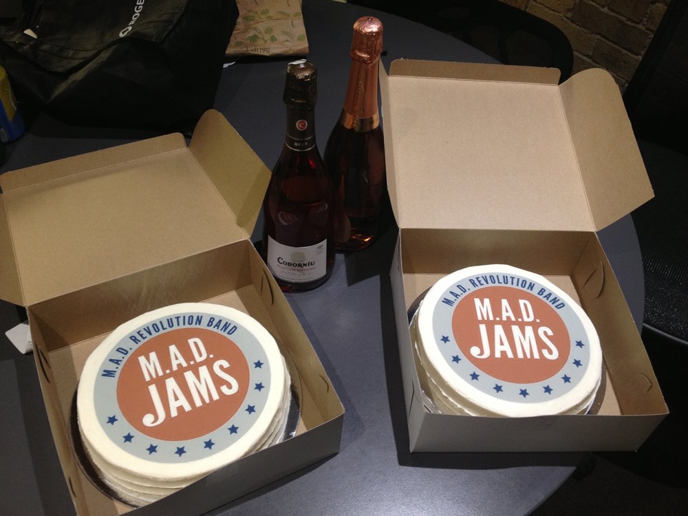MAD_REVOLUTION's tweet photo. @GBC_Arts @instoregbc @GBCollege @opentuningfest 
M.A.D. REVOLUTION BAND @MAD_REVOLUTION 
CAKE... CHAMPAGNE... and M.A.D. JAMS TONIGHT!!! https://t.co/CucC6B8Vw9