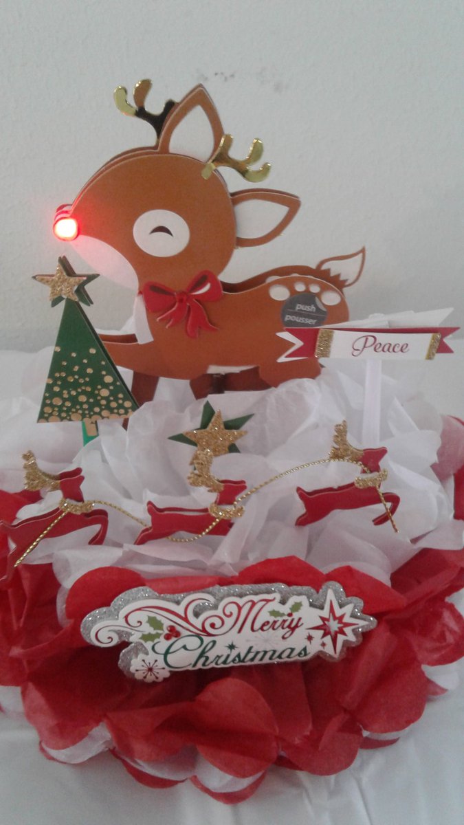 KayFloral's tweet image. Cake Topper. Rudolph the Red-Nosed Reindeer his little nose lights up.