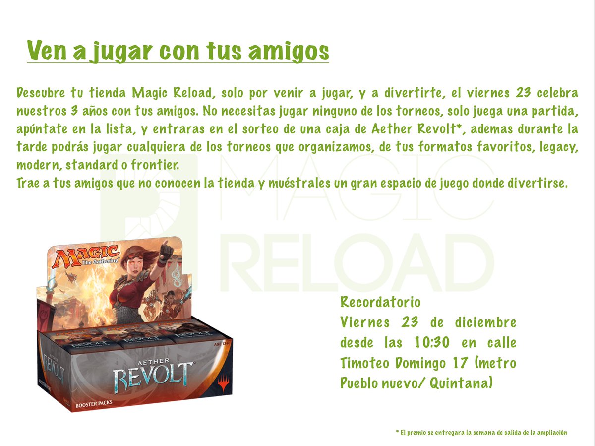 reload__magic's tweet image. Celebra con nosotros nuestro 3er aniversario @NasanMagic @magic_palencia @linuxmetal @ShowAndTellMTG @pokeromtg @ErioKrumpLife @vizosodg