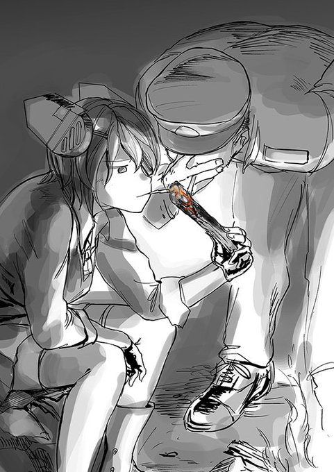 無人島にふたり流れ着いて紆余曲折あった後ひとまず火は起こせたのでとりあえず一服する天ちゃんと提督です 