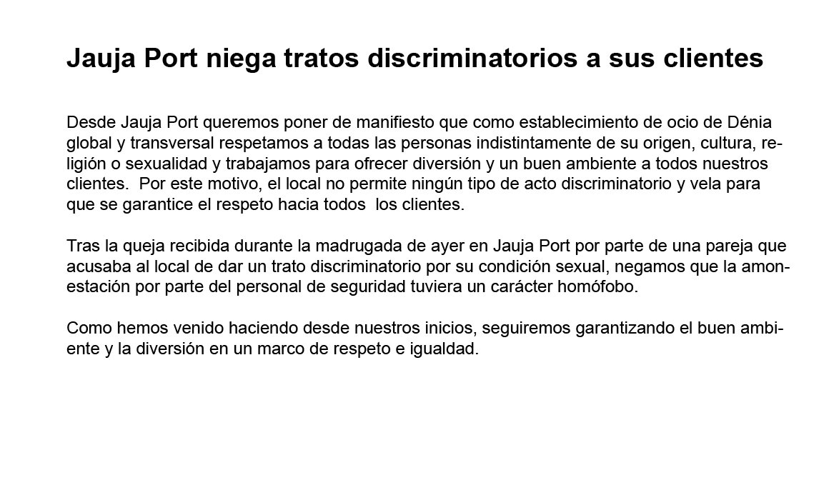 @pauchisbert1994 <a href="/PodemosLGTBIAnd/">Podemos LGTBI And</a> <a href="/PodemosLGTBI/">Podemos LGTBI</a> Jauja Port niega tratos discriminatorios a sus clientes