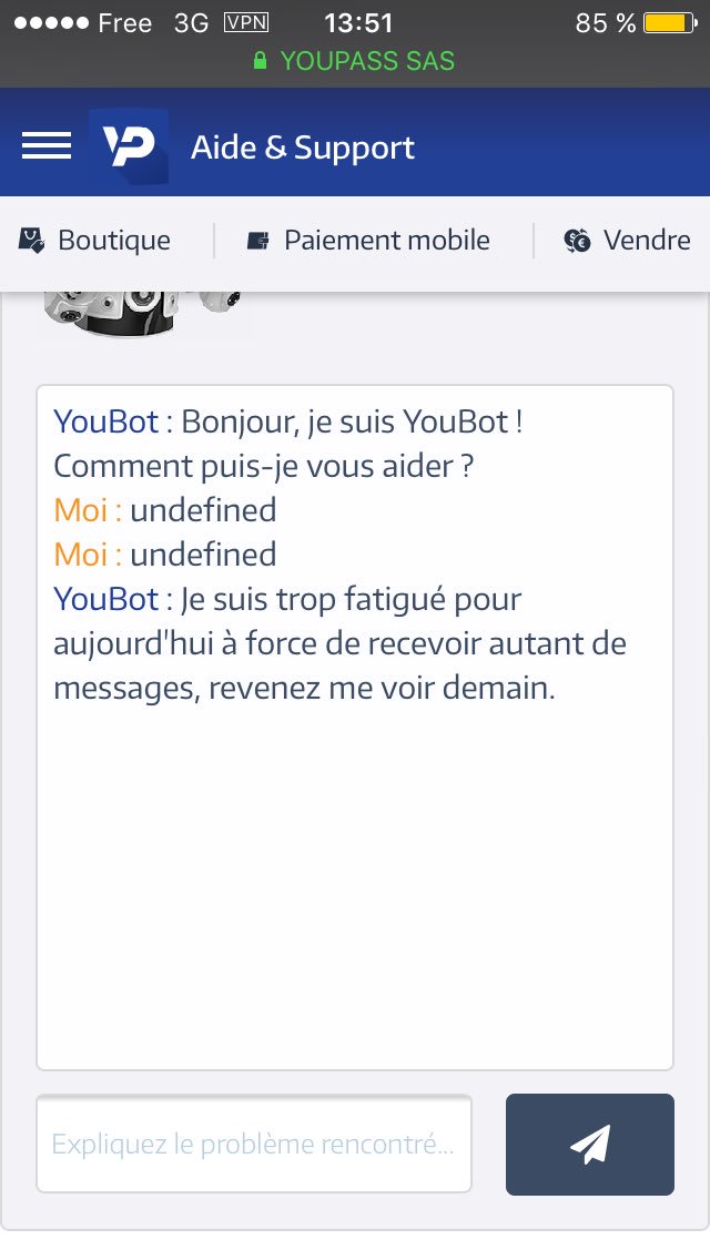 iliesdu68's tweet photo. @YouPassFR votre YouBot ma PAS respecter ...😂 https://t.co/gbOCYV1OhT