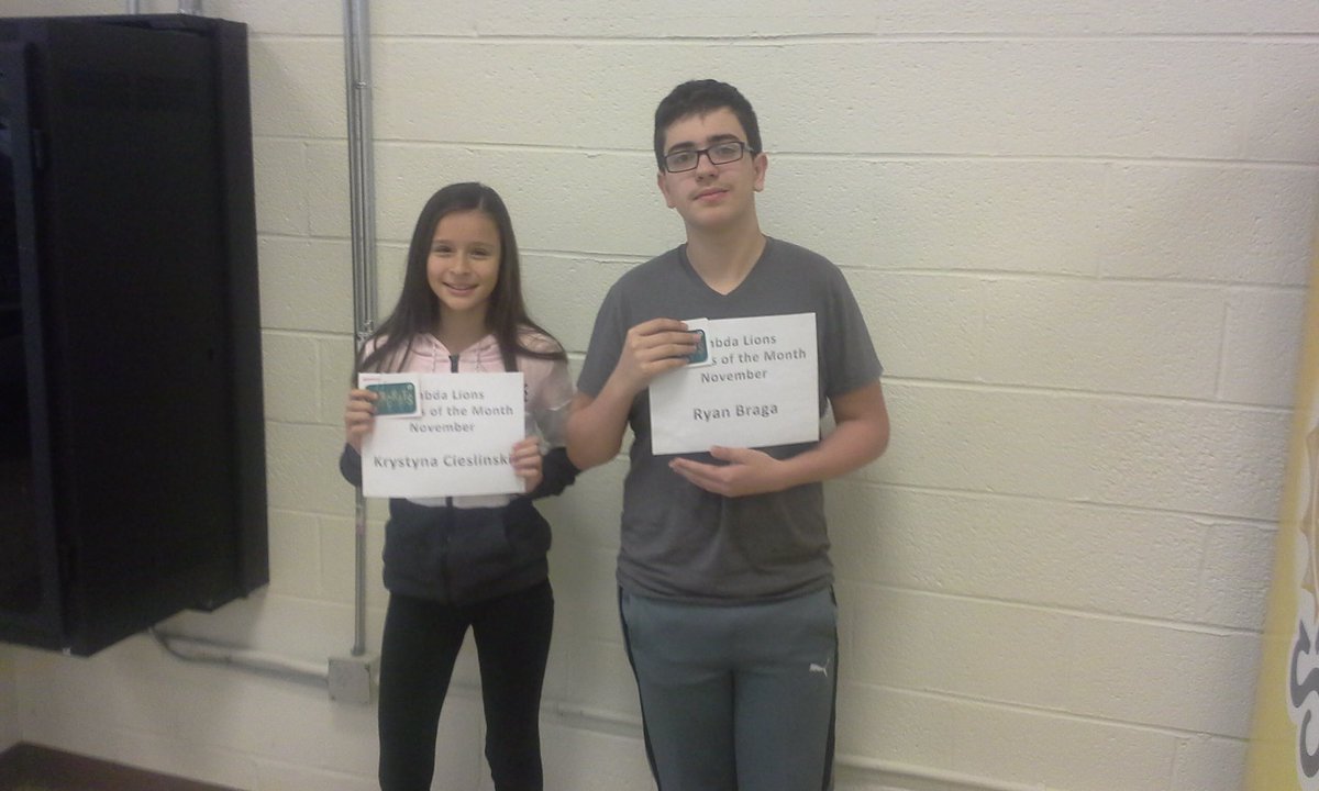 team_7a's tweet photo. Congratulations to the Lambda Lions' November Students of the Month, Krystyna and Ryan! @amyatz718 @SwimDHSBears @AmyRashAP @WendyDeVicaris https://t.co/xjvnRT4CVQ