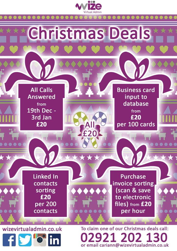 BNIEvanJames's tweet image. Christmas-cracking deals from @WIZE_VA to help your business cariann@wizevirtualadmin.co.uk or 02921 202 130