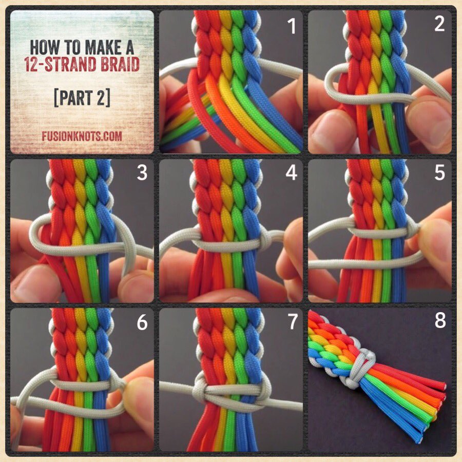 JD Lenzen on X: 12-Strand Flat Braid (Part 2 of 2) - Step-by-Step