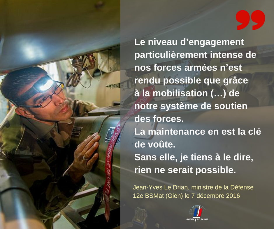 armeedeTerre's tweet photo. #Engagement "La maintenance en est la clé de voûte. Sans elle, je tiens à le dire, rien ne serait possible" @JY_LeDrian #12BSMAT le 7/12/16 https://t.co/AA0HtTKmQt