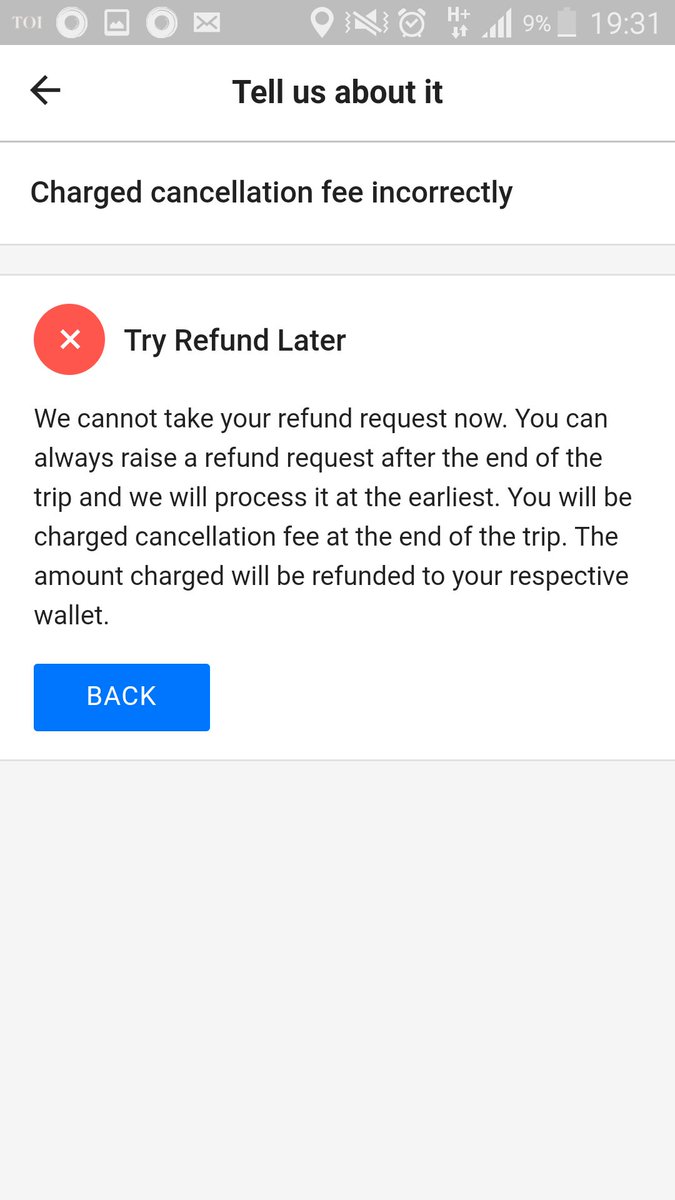 Ola Support on Twitter "Once you request for a refund of the