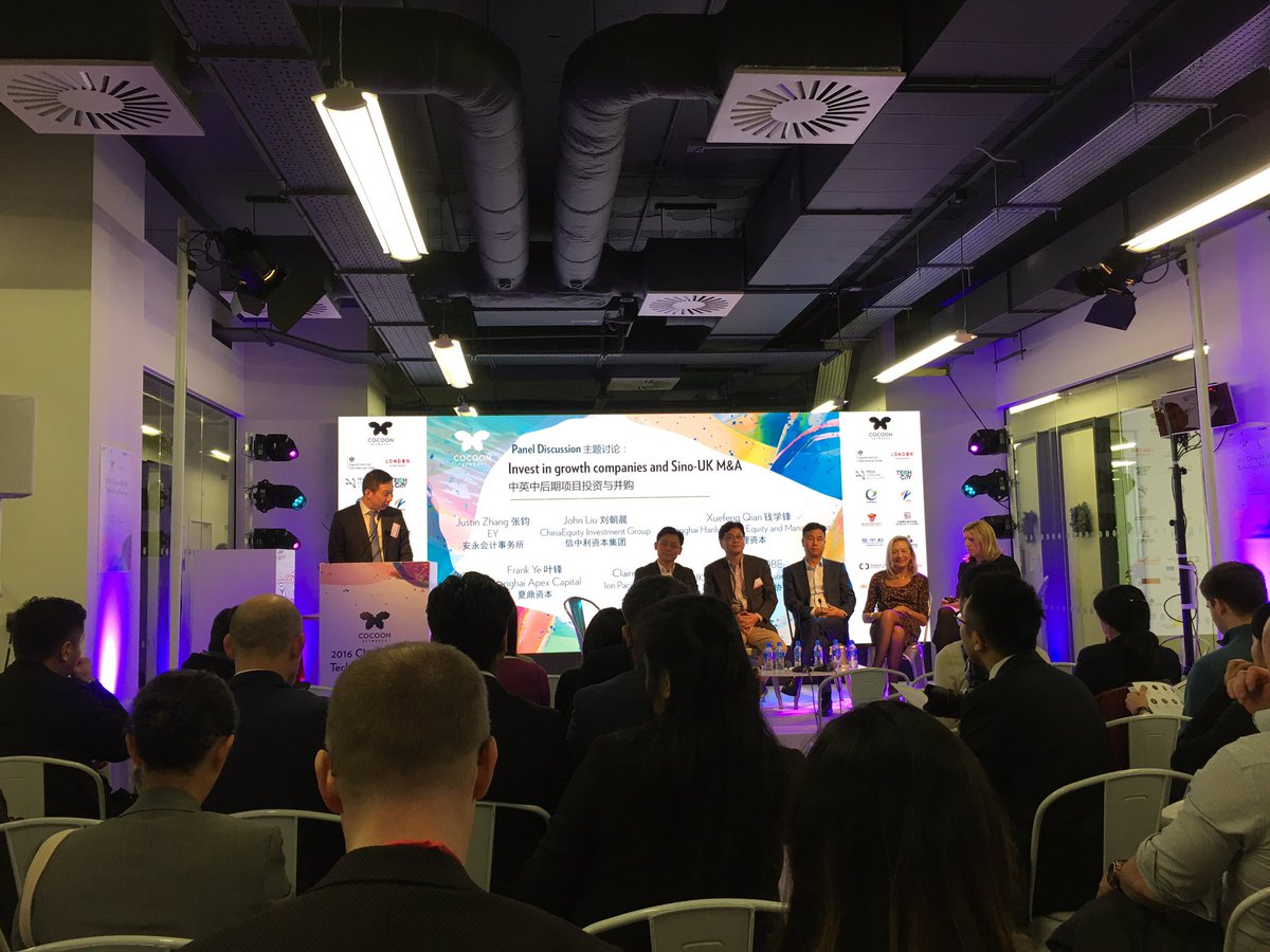 CocoonGlobal_'s tweet photo. Can't wait for panel discussion about the investment in growth companies and Sino-UK M&A! Come n join us! #CUtech16 https://t.co/fdQunRiEvS