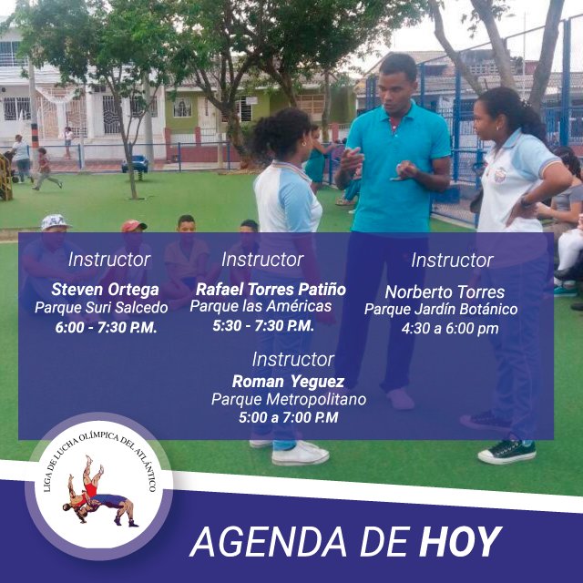 LuchaAtlantic's tweet photo. Buenas tardes a todos los seguidores de #Lucha_Atlan, la liga de Lucha Olímpica del Atlántico,esta es la agenda de hoy 
#lucha #barranquilla https://t.co/cl5hoMyGM9