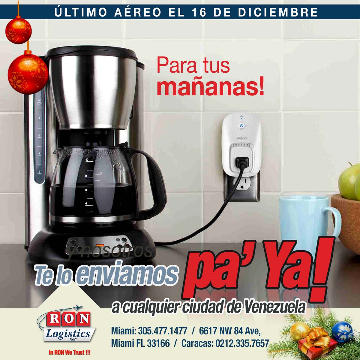 ronlogistics's tweet photo. Para que despiertes con más ganas y cargado de energías... todo te lo enviamos pa´yaaa!!! #Ronlogistics #Venezuela #Envios https://t.co/h4aocIj3ME