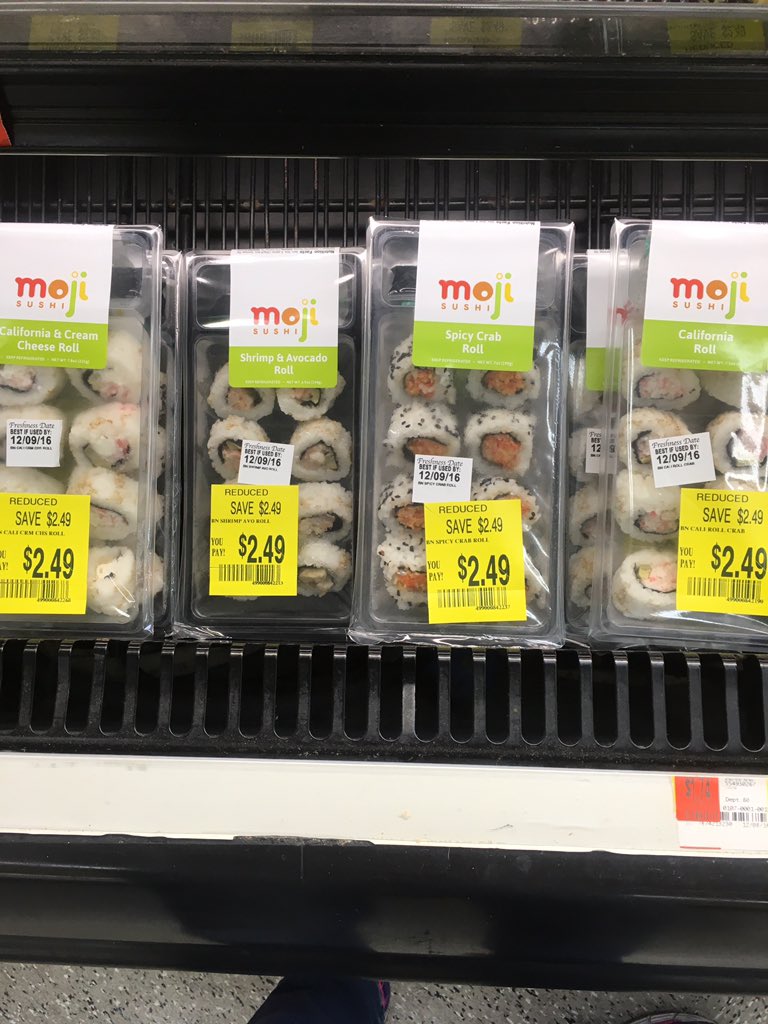 kayhhall's tweet photo. Clearance sushi at walmart. #ummno https://t.co/J1UlNB6Ayu
