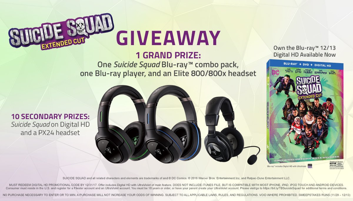 TurtleBeach's tweet image. Enter for your chance to win a copy of @SuicideSquadWB, Elite 800/800X headset &amp;amp; more!
 
RT &amp;amp; enter here: bit.ly/TBSuicideSquad (US only)