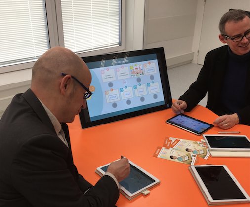 BatiScript's tweet photo. La découverte du cahier numérique sur tablette se poursuit ! #intuiscript #eeducation #tablette #education #Rennes #salleimmersive https://t.co/Lfv3xzAvqn